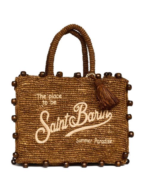MC2 Saint Barth Colette bead-embellished raffia tote bag - Brown - zdjęcie produktu nr 1
