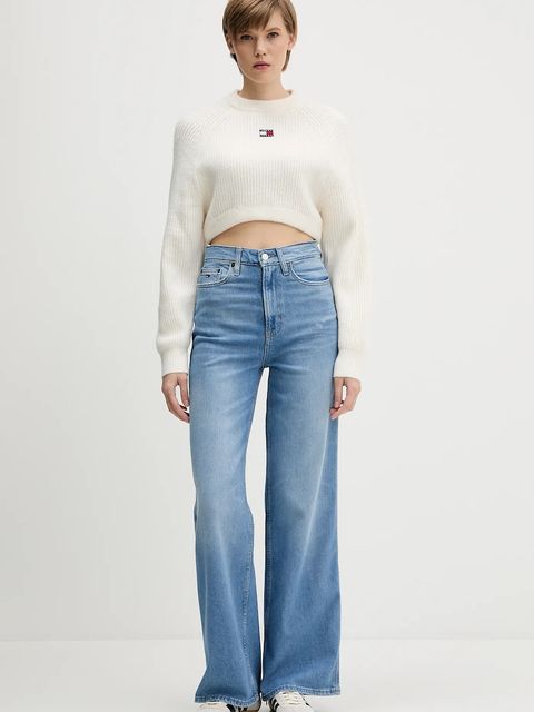 Tommy Jeans sweter z domieszką wełny damski kolor biały DW0DW21677