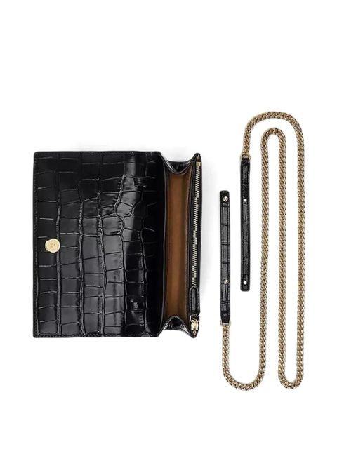 Lauren Ralph Lauren medium Adair II chain-strap croc-effect cross-body bag - Black
