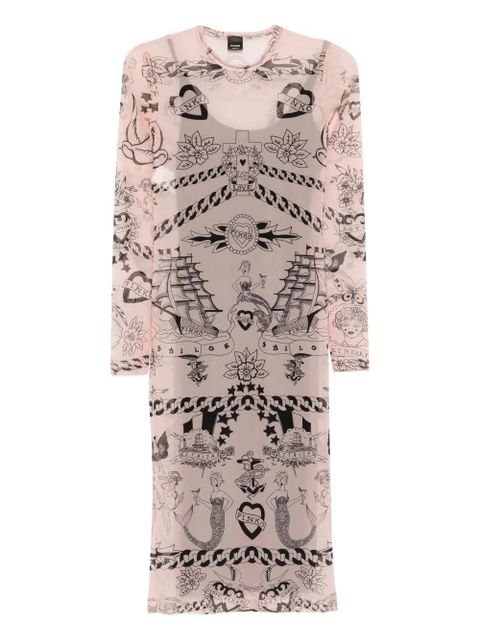 PINKO printed mesh midi dress - Neutrals - zdjęcie produktu nr 1