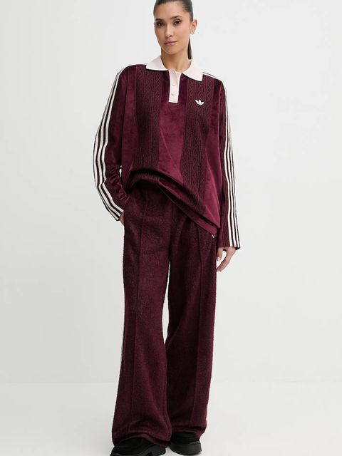adidas Originals longsleeve welurowy kolor bordowy KS7795