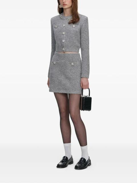 Self-Portrait crystal-embellishment cardigan - Grey