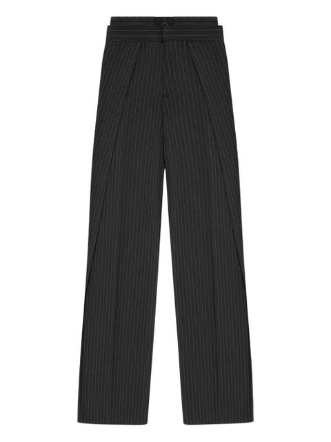 Manière De Voir Sofia satin-waistband pinstripe trousers - Black - zdjęcie produktu nr 1