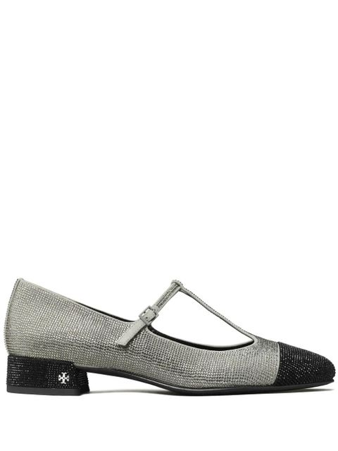 Tory Burch rhinestone embellished ballerina shoes - Grey - zdjęcie produktu nr 1