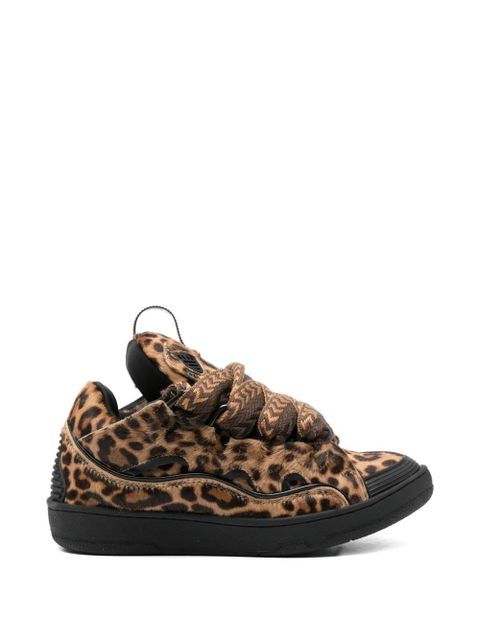 Lanvin Curb animal-print lace-up sneakers - Neutrals - zdjęcie produktu nr 1