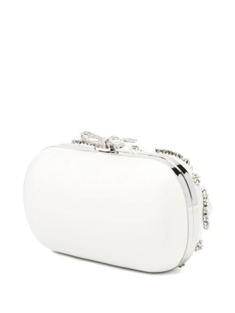Self-Portrait crystal-embellished clutch bag - White
