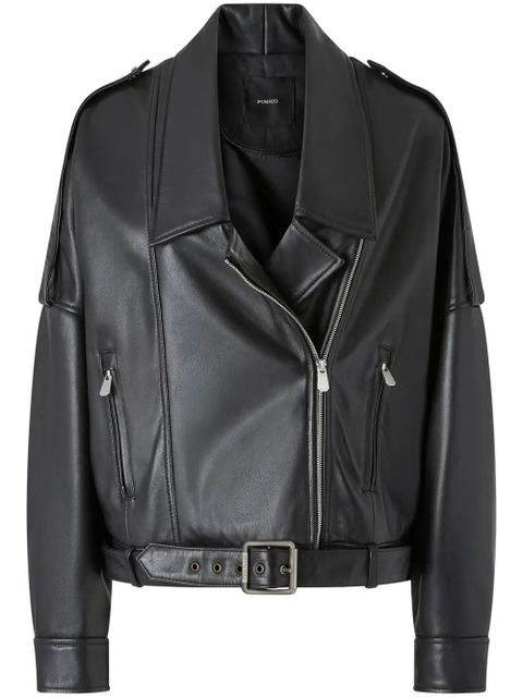 PINKO drop-shoulder biker jacket - Black - zdjęcie produktu nr 1