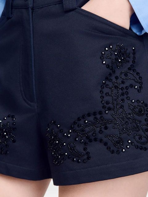 SANDRO embroidered shorts - Blue