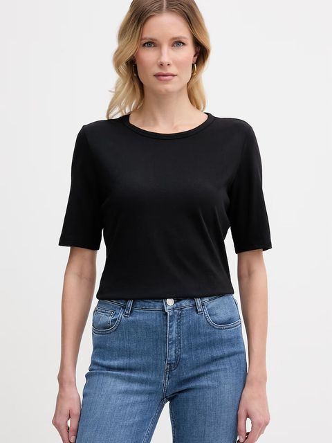 BOSS t-shirt basic damski z dodatkiem jedwabiu Evyta - zdjęcie produktu nr 2