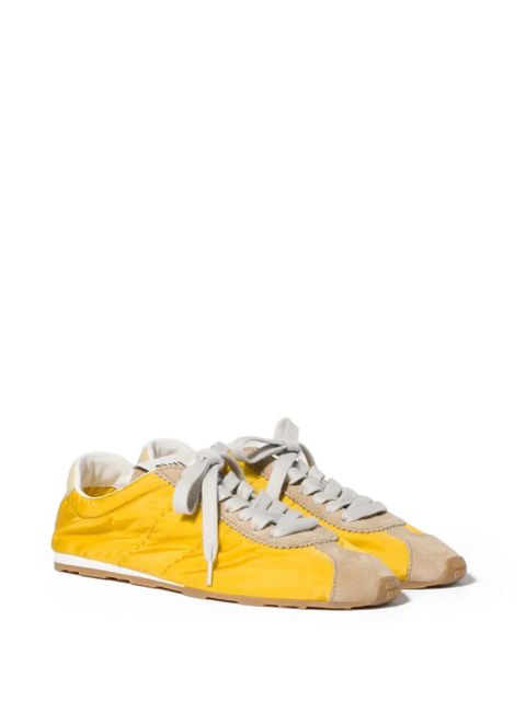 Miu Miu Plume technical fabric and suede sneakers - Yellow - zdjęcie produktu nr 2