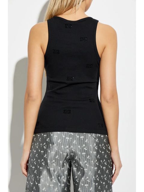GANNI rhinestone-embellished tank top - Black