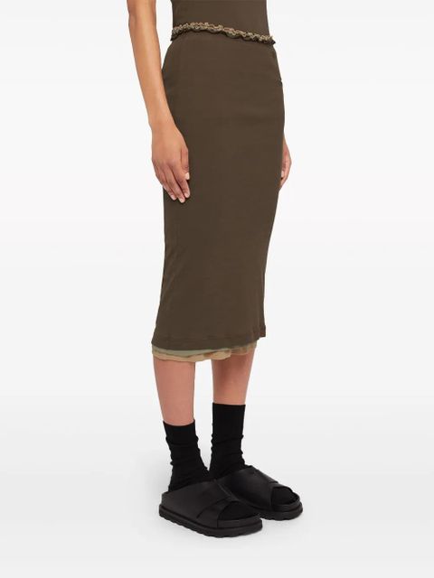 Jil Sander layered cotton midi skirt - Brown