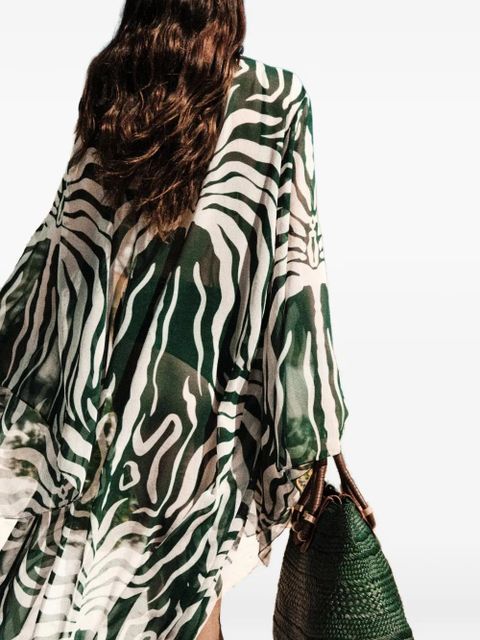 Johanna Ortiz Amazon zebra-print kimono - Green - zdjęcie produktu nr 1