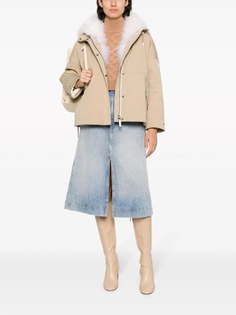 Yves Salomon reversible hooded cropped parka - Neutrals