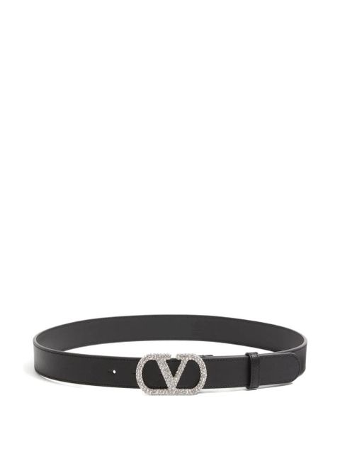 Valentino Garavani VLogo crystal-buckle belt - Black - zdjęcie produktu nr 1