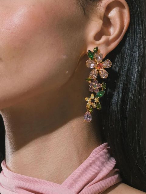Jennifer Behr Cosetta crystal-flower earrings - Gold