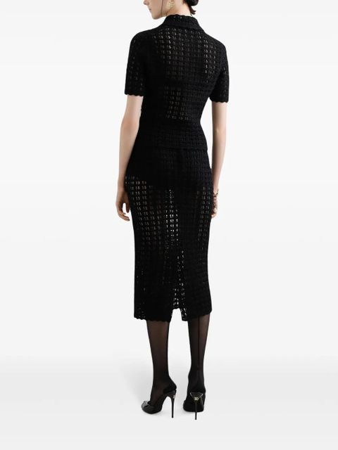 Dolce & Gabbana open-knit polo shirt - Black