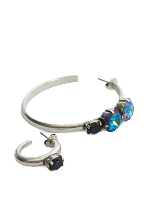 ISABEL MARANT Olga asymmetrical crystal hoop earrings - Silver - zdjęcie produktu nr 2