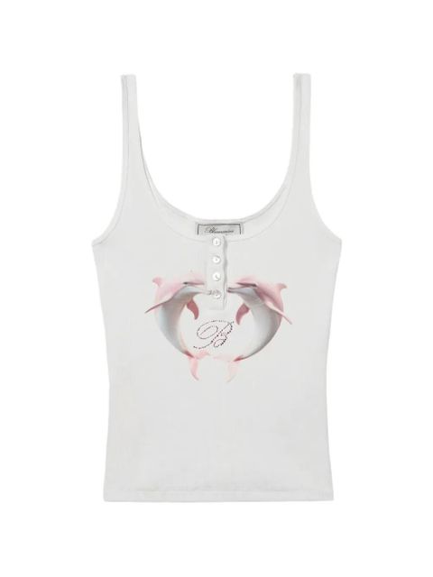 Blumarine dolphin-print ribbed top - White - zdjęcie produktu nr 1