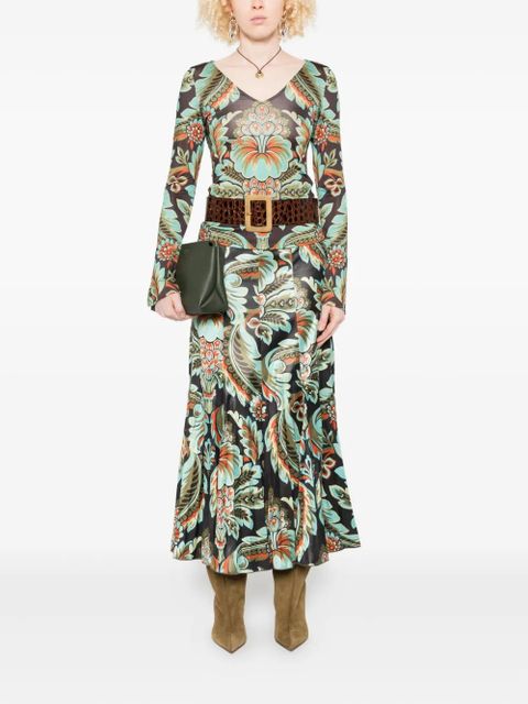 ETRO pleated floral-print skirt - Black - zdjęcie produktu nr 2