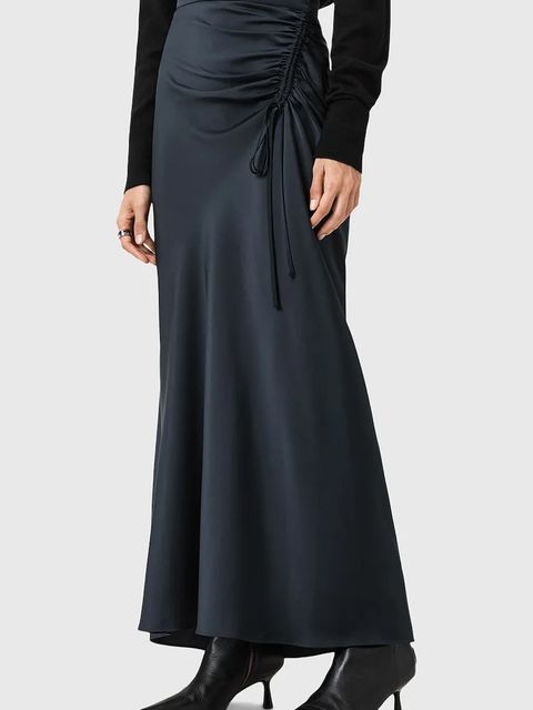 AllSaints spódnica ALEXIA kolor granatowy maxi prosta W051RB - zdjęcie produktu nr 2