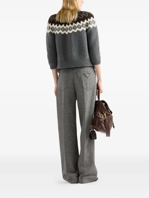 Prada intarsia button-up cardigan - Grey