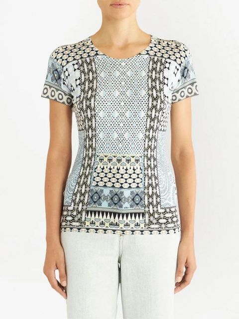 ETRO graphic-print knitted silk T-shirt - Blue - zdjęcie produktu nr 2