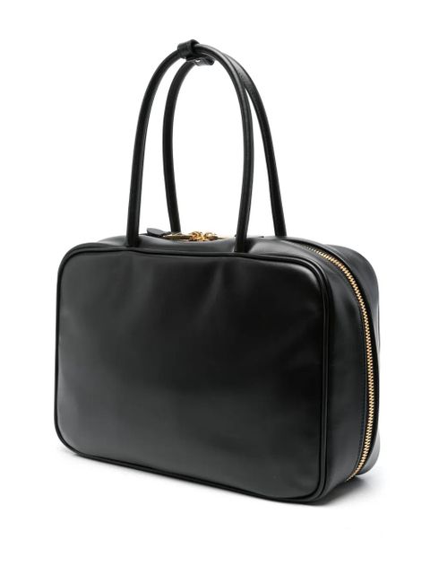 Miu Miu logo-embossed leather shoulder bag - Black