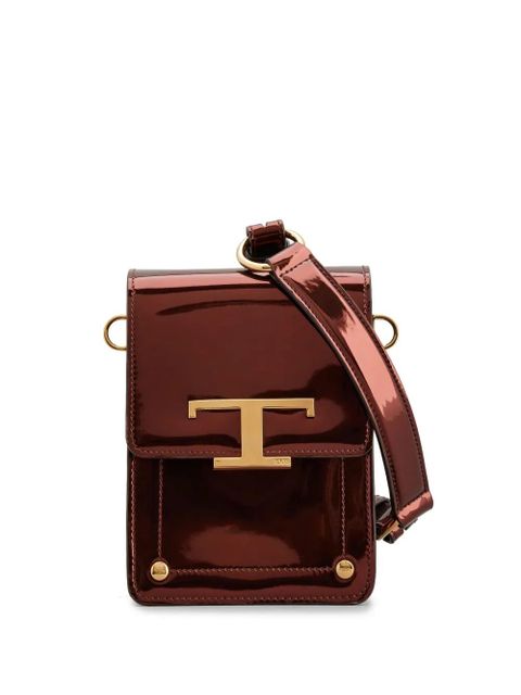 Tod's micro T Timeless patent crossbody bag - Brown - zdjęcie produktu nr 1