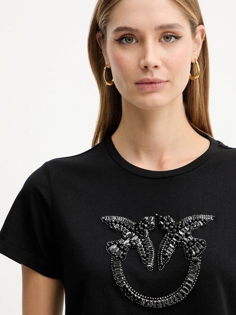 Pinko t-shirt bawełniany damski kolor czarny 100535 A2RN