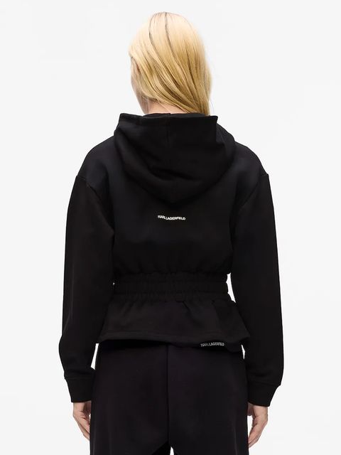 Karl Lagerfeld bluza bawełniana IKON damska kolor czarny z kapturem z aplikacją A4W20048