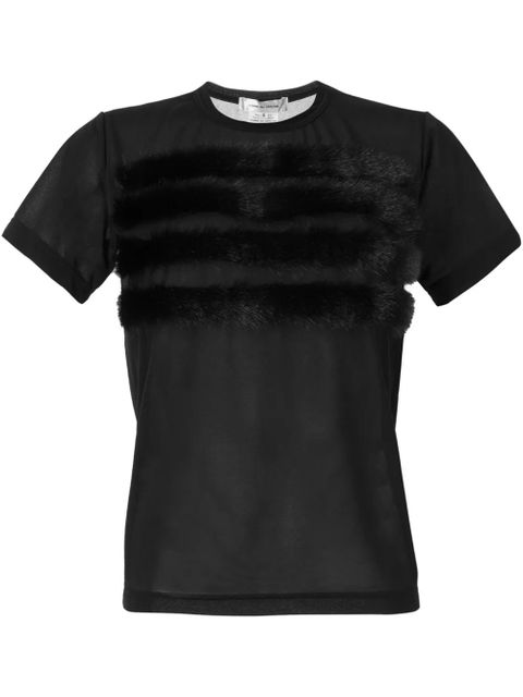 Comme Des Garçons appliqué fur T-shirt - Black - zdjęcie produktu nr 1