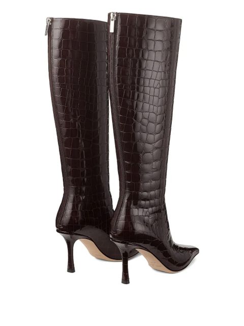 Jimmy Choo 85mm Agathe croc-embossed boots - Brown - zdjęcie produktu nr 2