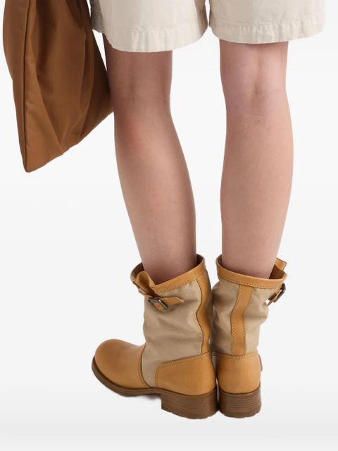 Prada leather and canvas boots - Neutrals