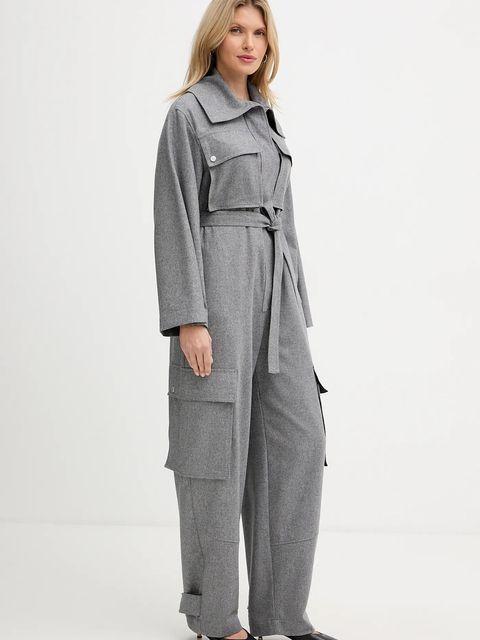 BOSS kombinezon z dodatkiem wełny kolor szary z kołnierzykiemm 50548121