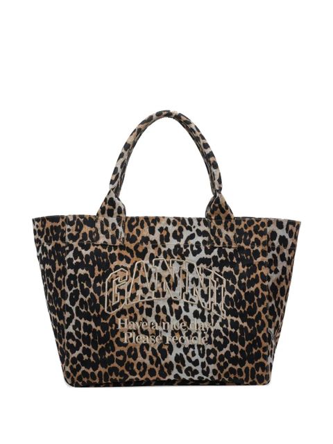 GANNI logo tote bag - Blue