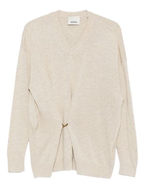 ISABEL MARANT Chiraz V-neck ring-detail sweater - Neutrals - zdjęcie produktu nr 1