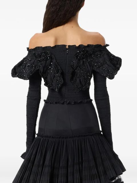 Blumarine ruffled embellished blouse - Black