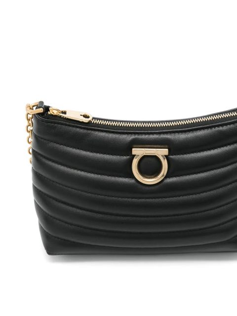 Ferragamo Gancini-plaque shoulder bag - Black