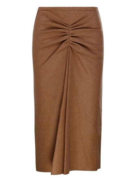 Victoria Beckham gathered-front midi skirt - Brown - zdjęcie produktu nr 1