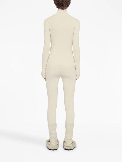 Jil Sander logo-patch knitted leggings - Neutrals