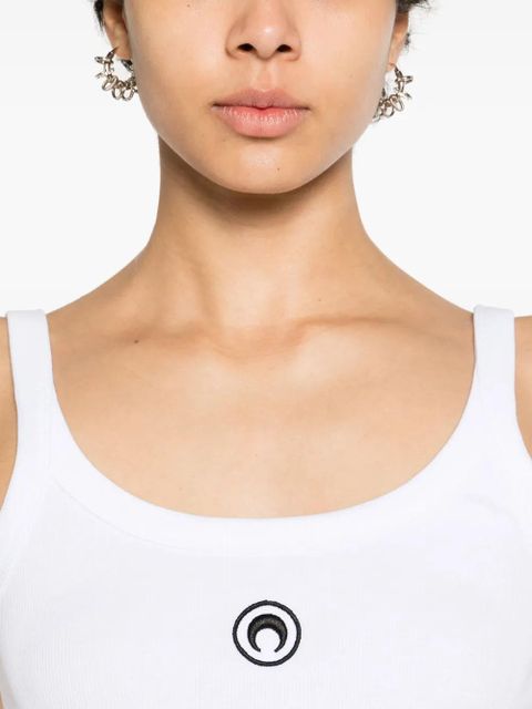 Marine Serre Crescent Moon-embroidered tank top - White