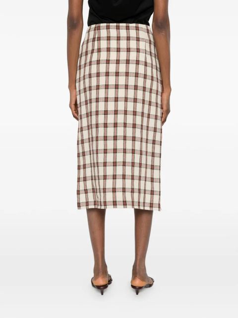 Róhe draped check midi skirt - Neutrals