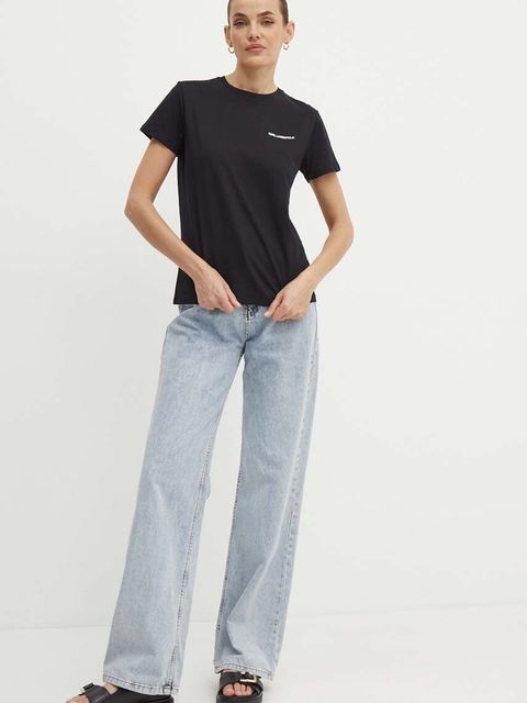Karl Lagerfeld t-shirt bawełniany damski kolor czarny 245W1714
