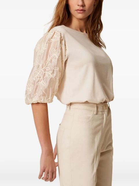 TWINSET embroidered-sleeve blouse - Neutrals