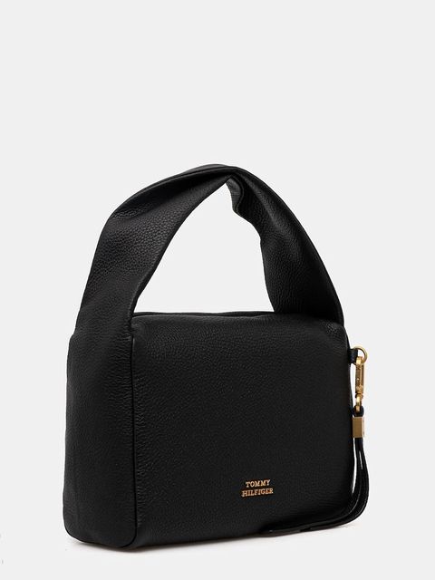 Tommy Hilfiger torebka skórzana kolor czarny AW0AW18150