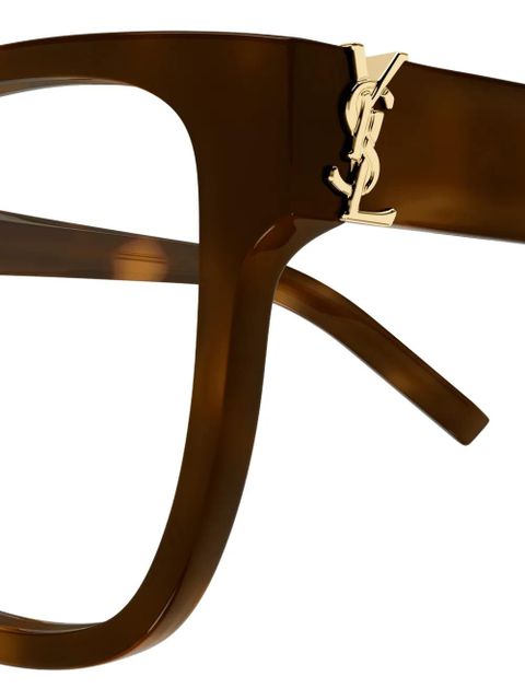 Saint Laurent Eyewear logo-plaque glasses - Brown