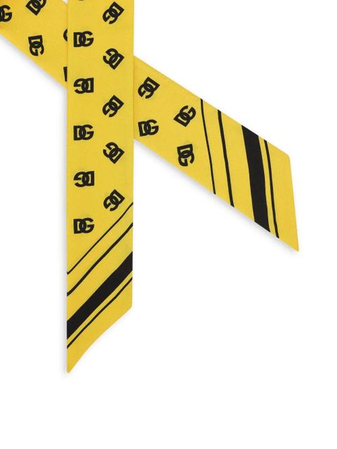 Dolce & Gabbana logo-print silk scarf - Yellow