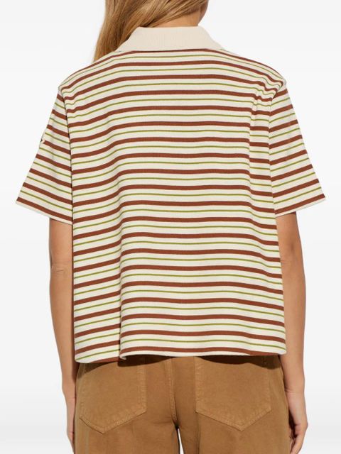 Moncler striped lace-up polo shirt - Neutrals
