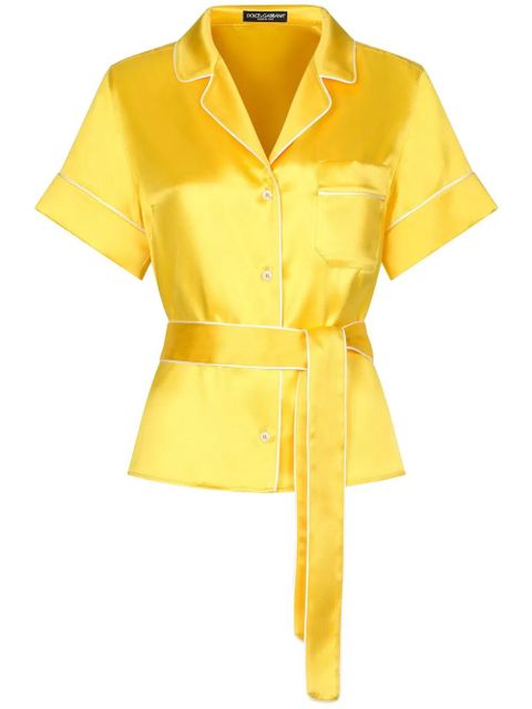 Dolce & Gabbana belted silk shirt - Yellow - zdjęcie produktu nr 1